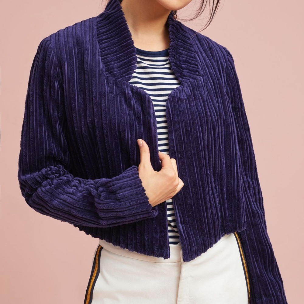 Anthro Cartonnier Corduroy Cropped Blazer